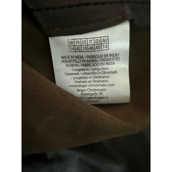 REMAIN by Birger Christensen Puglia Leather Shirt Dress Tarmac Size 12 - Picture 12 of 13